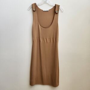 Diane Firsten Dress Women Size 40 Brown Knit Sheath Sleeveless Knee Length Italy